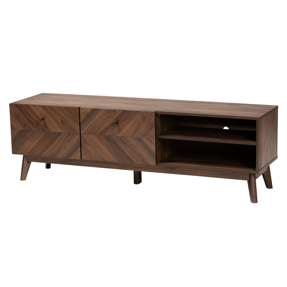 Baxton Studio Hartman TV Stand For 62.25in TVs, Walnut Brown