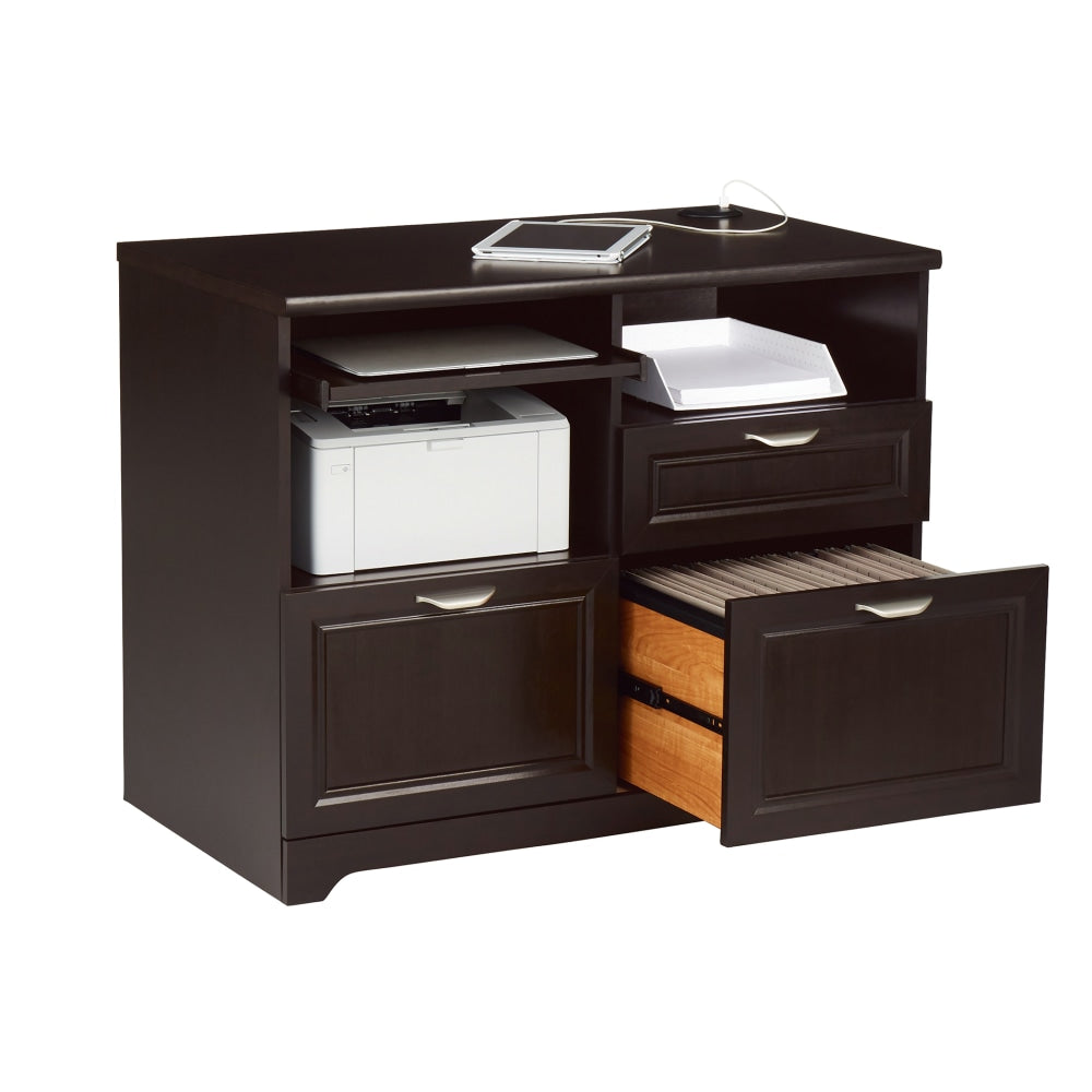 Realspace Magellan 30inH x 36-5/16inW x 21-1/8inD Tech Station Printer Stand 2.0, Espresso