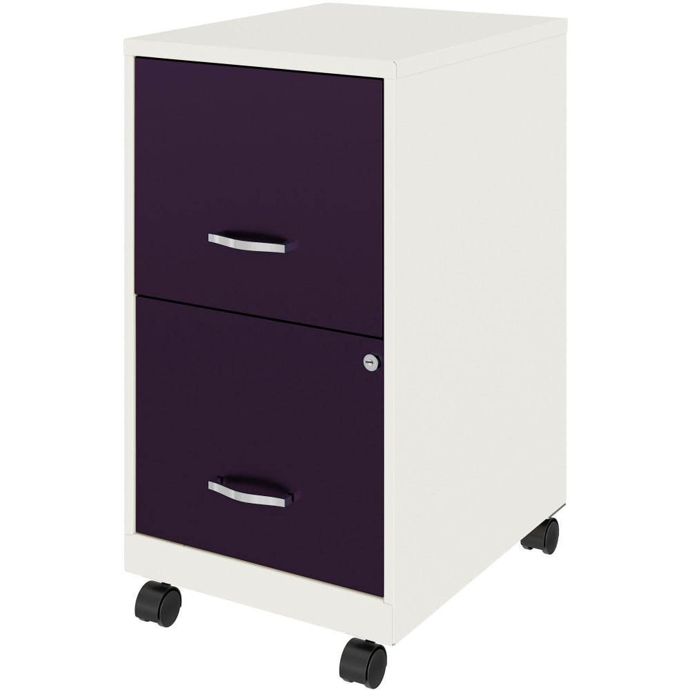 Realspace SOHO Smart 18inD Vertical 2-Drawer Mobile File Cabinet, White/Purple