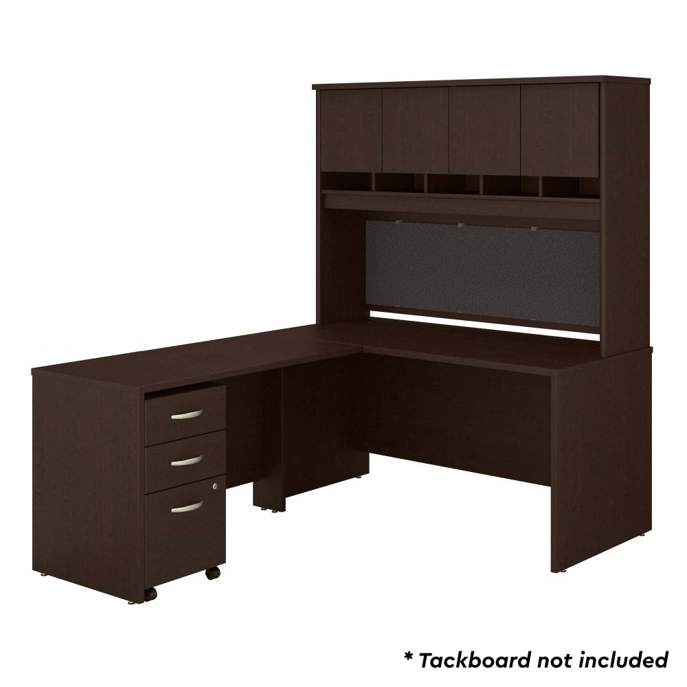 Bush Business Furniture 60inW L-Shaped Corner Desk With Hutch And Mobile File Cabinet, Mocha Cherry, Standard Delivery