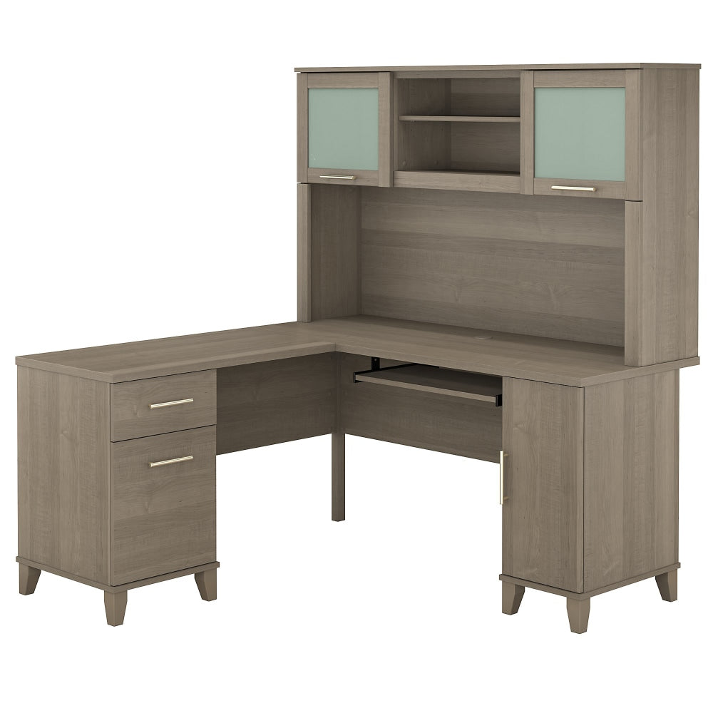 Bush Furniture Somerset L Shaped Desk With Hutch, 60inW, Ash Gray, Standard Delivery