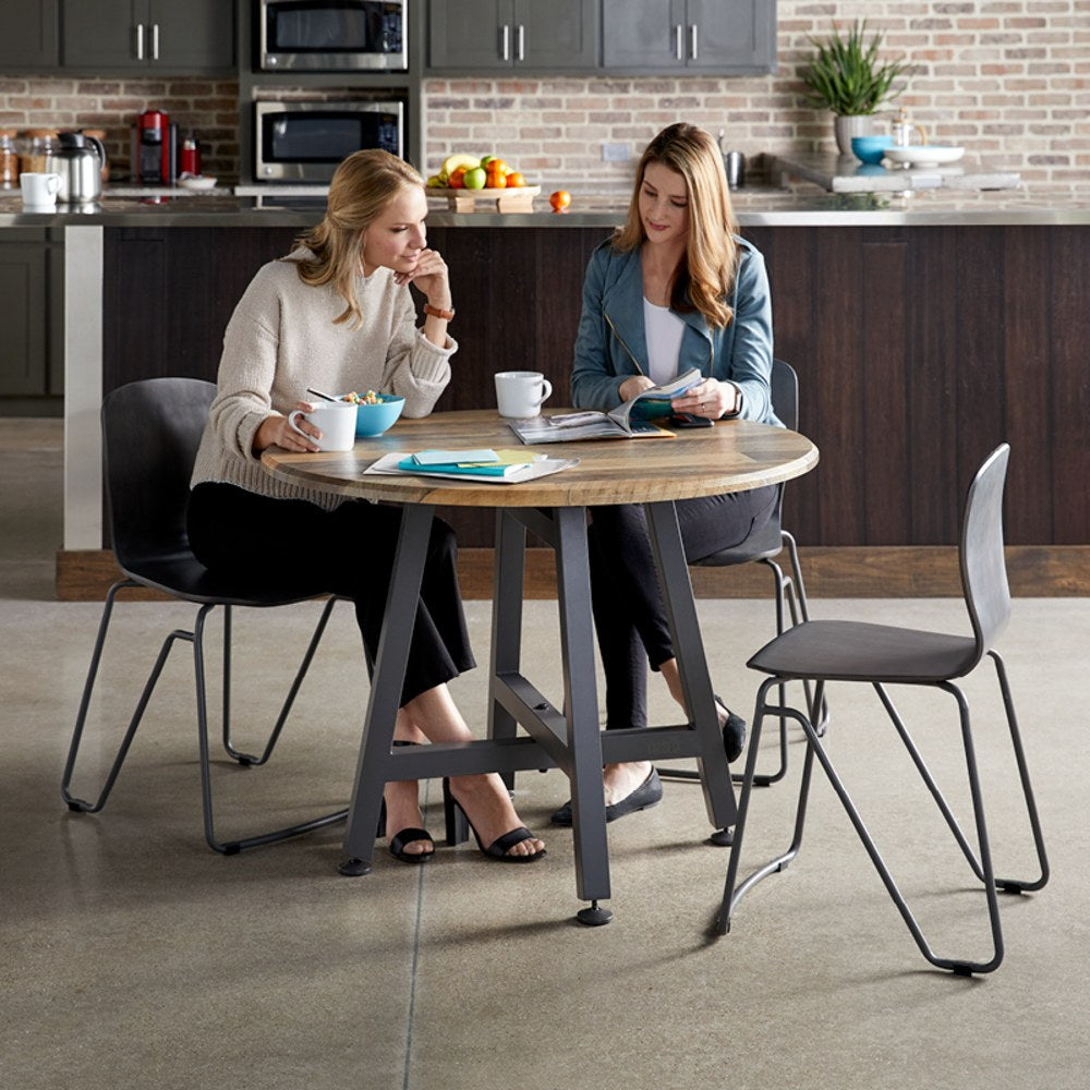 Vari Butcher Block Round Table, Weathered Brown/Gray