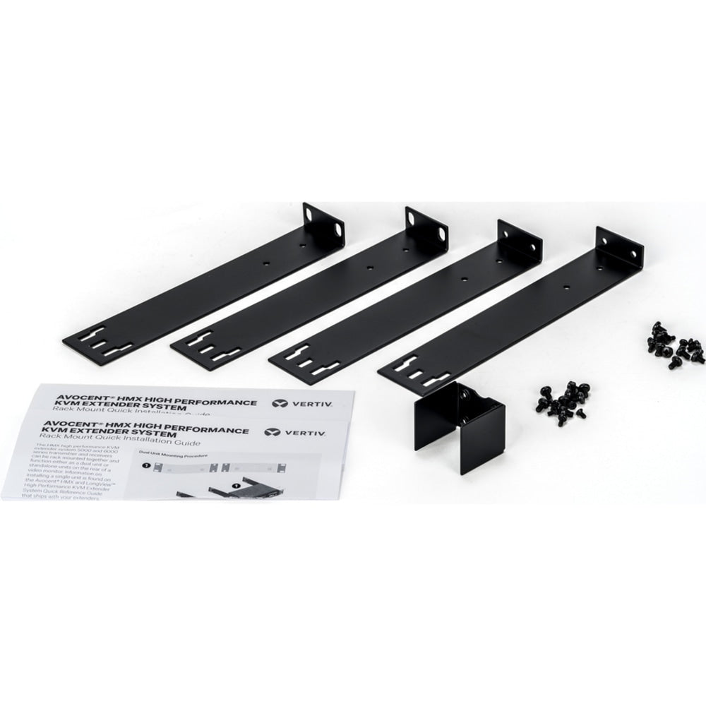 Vertiv Rackmount kit for two Vertiv Avocent HMX 5000/6000 High Performance KVM Systems contains metal brackets and screws. - Rackmount kit for 2 HMX 5000/6000, 2 LV5020