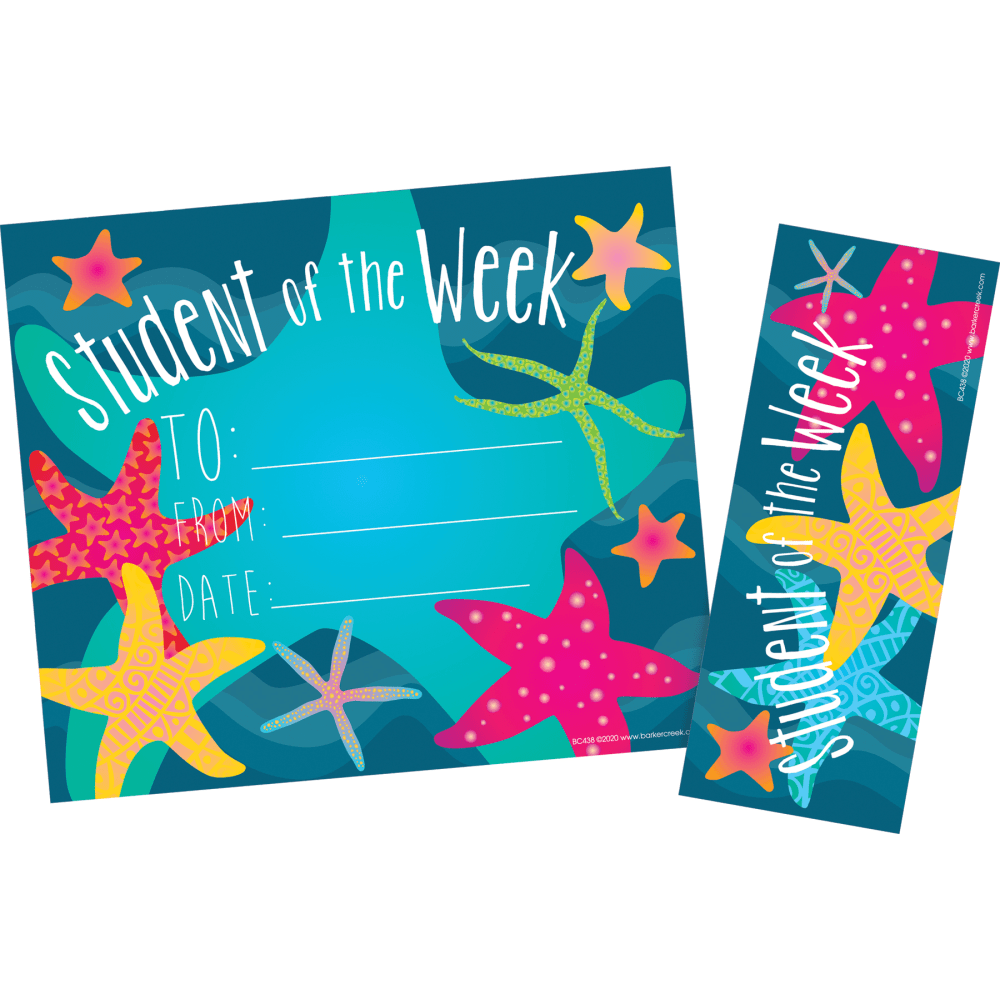 Barker Creek Kai Ola Awards & Bookmarks, Student of the Week, 8-1/2in x 5-1/2in, Set Of 60