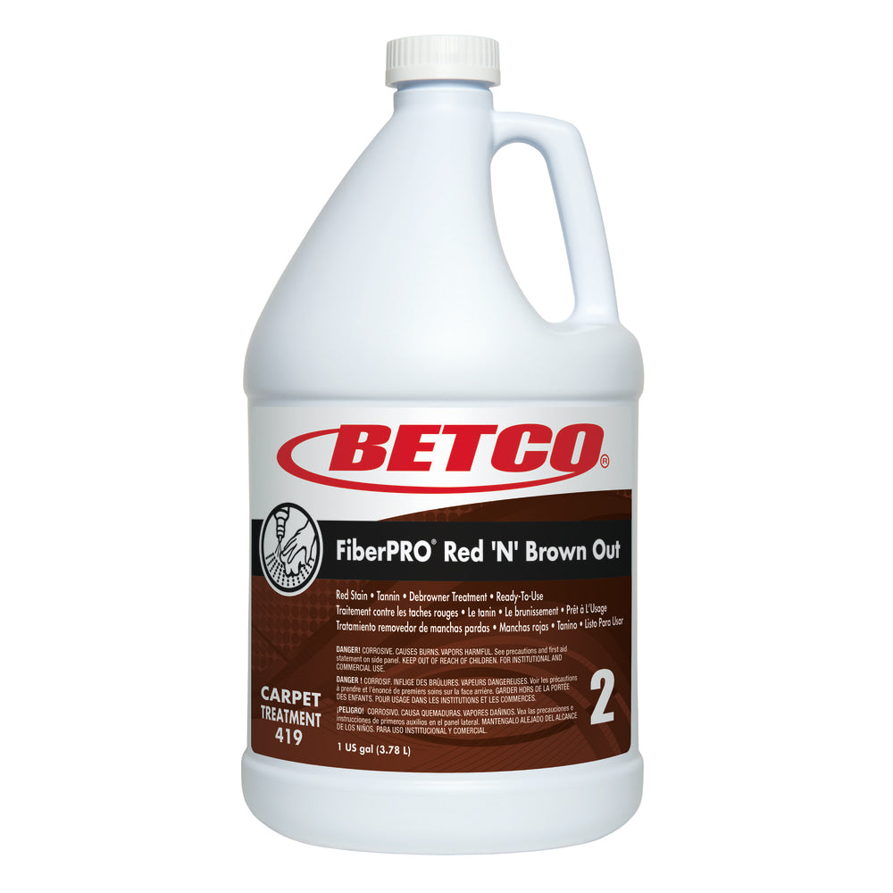 Betco FiberPRO Red "n Brown Out Carpet Treatment, 128 Oz Bottle, Case Of 4