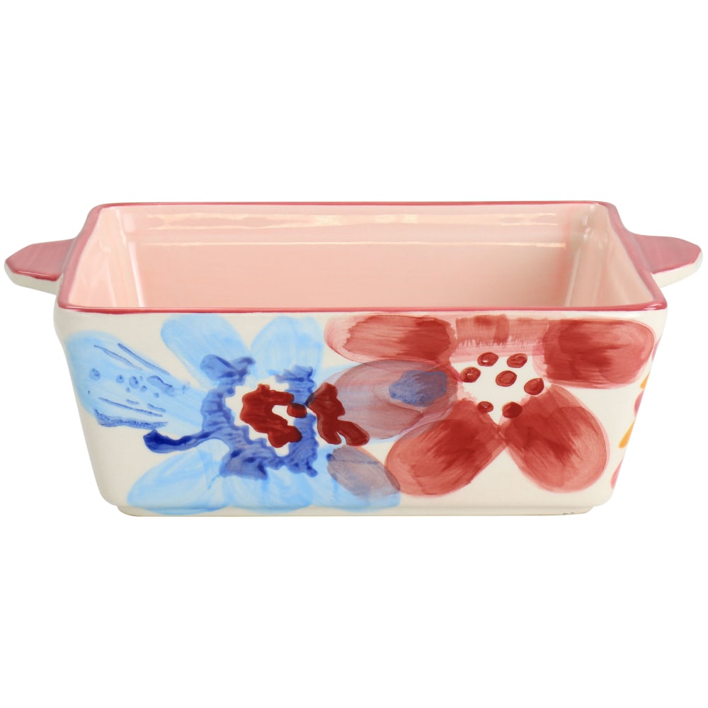 Spice by Tia Mowry Goji Blossom 2-Quart Square Stoneware Baker Pan, Pink