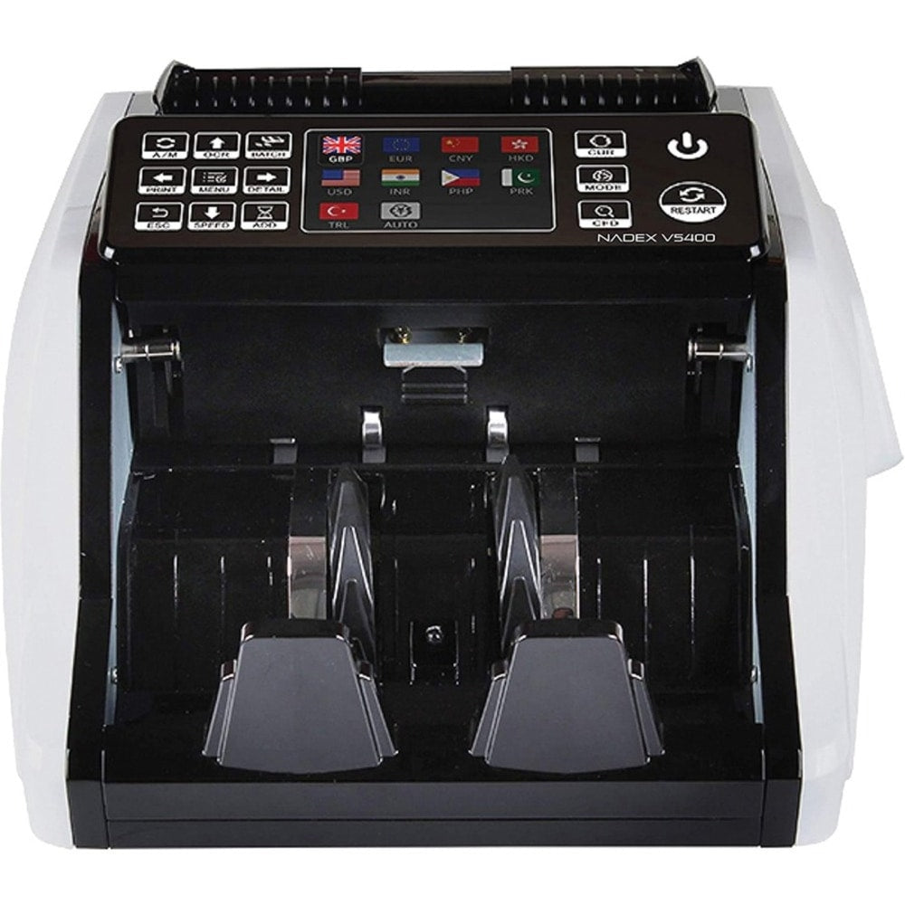 Nadex Coins V5400 Mixed Denomination Money Counter and Counterfeit Detector - Counts 1000 bills/min - White