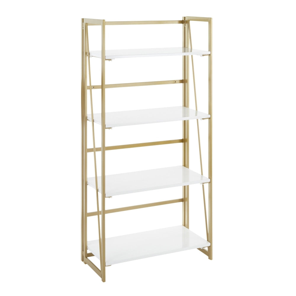 LumiSource Folia 50inH 4-Shelf Bookcase, Gold/White