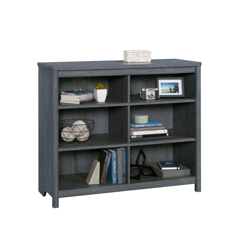 Sauder Dover Edge 37inH 6-Shelf Cubby Storage Bookcase, Denim Oak