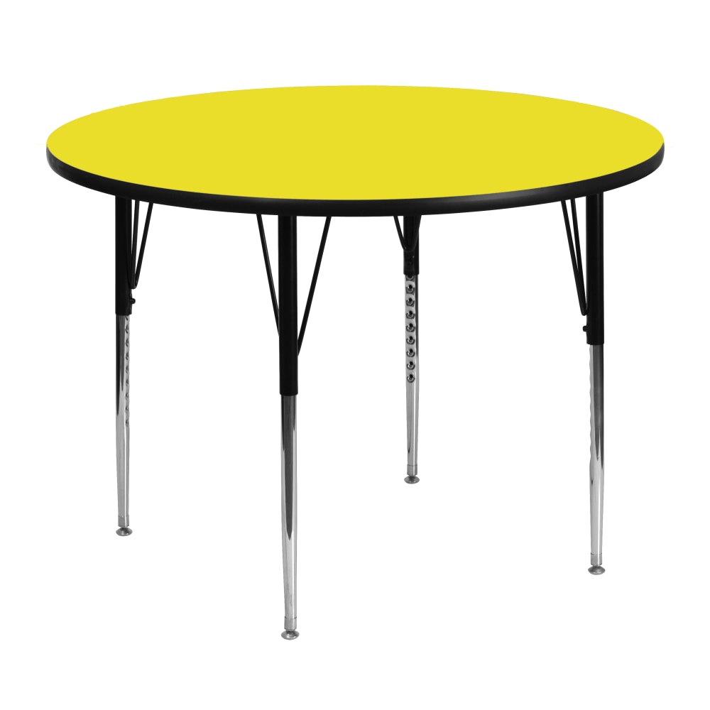 Flash Furniture 48in Round HP Laminate Activity Table With Standard Height-Adjustable Legs, Yellow