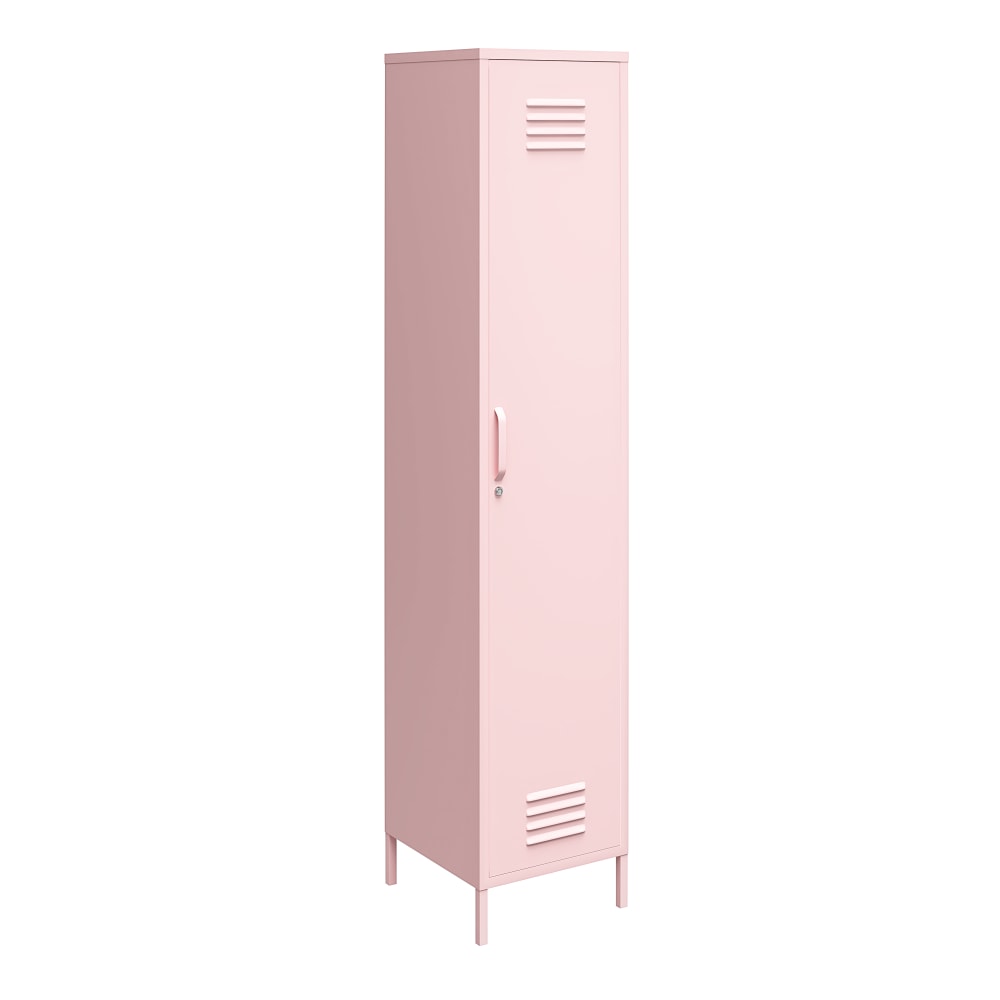 Ameriwood Home Cache Single Metal Locker Storage Cabinet, 72-7/8inH x 15inW x 15-3/4inD, Pink