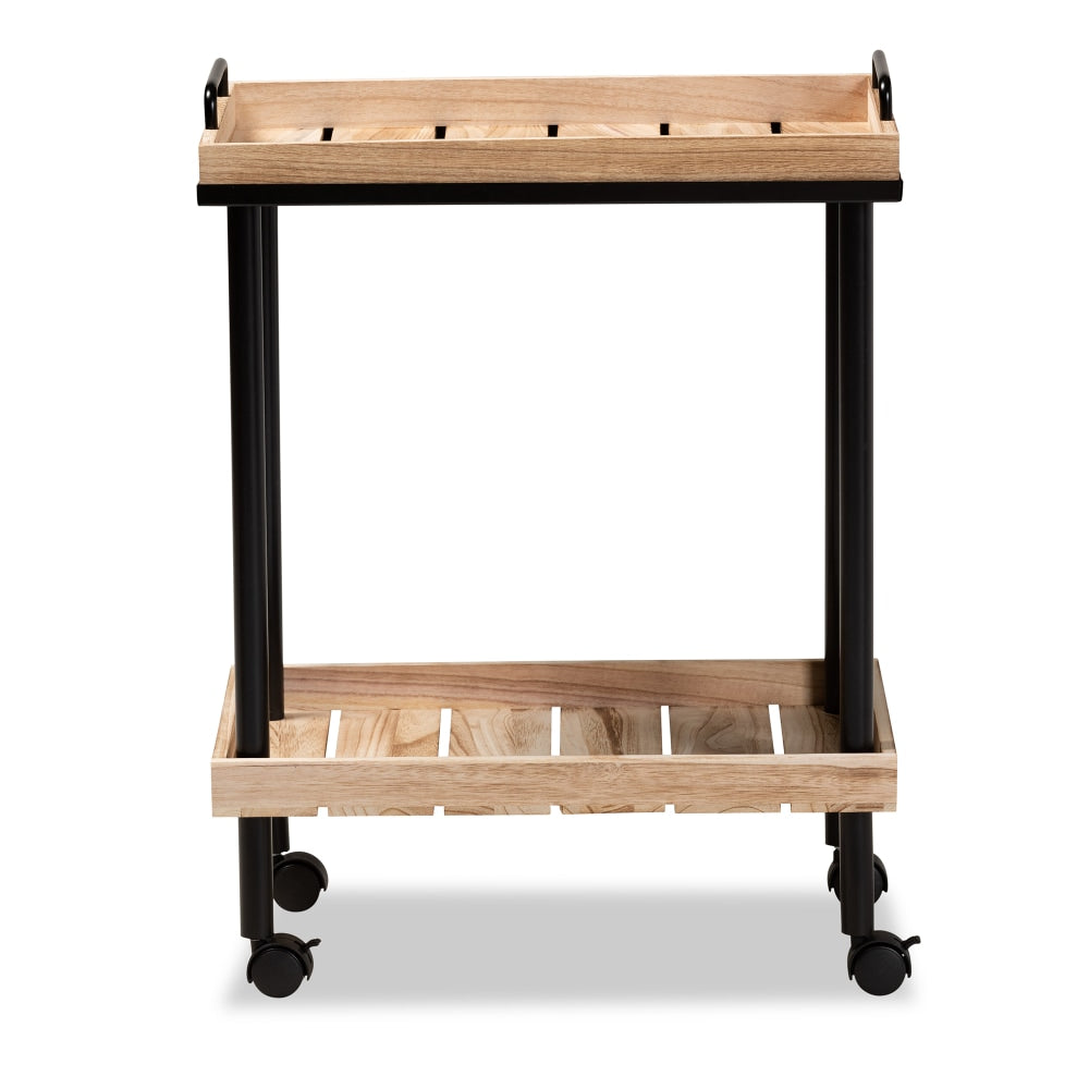 Baxton Studio Olinda Kitchen Cart, 26-13/16inH x 20-1/8inW, Oak Brown/Black