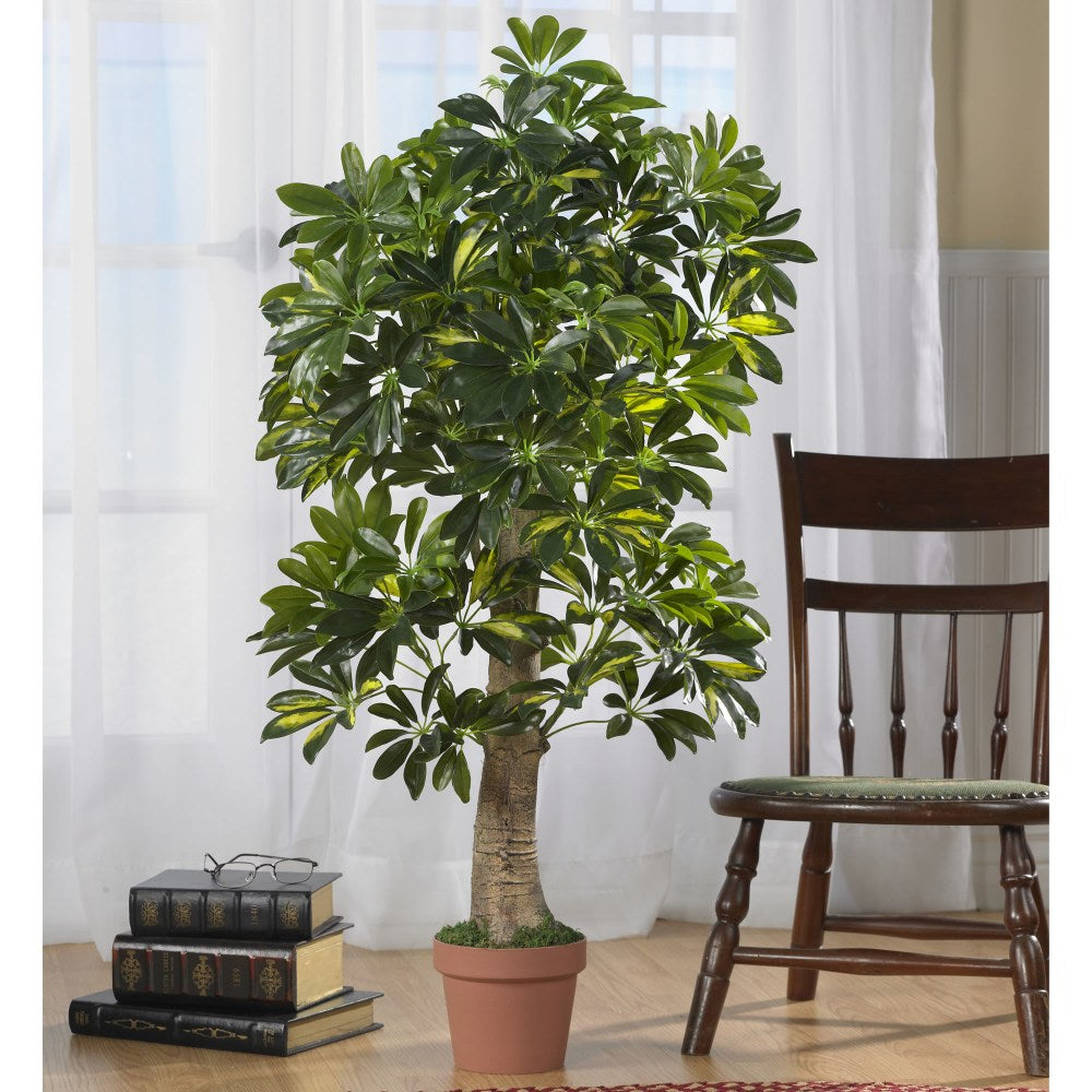 Nearly Natural 4ft Schefflera Tree, Green