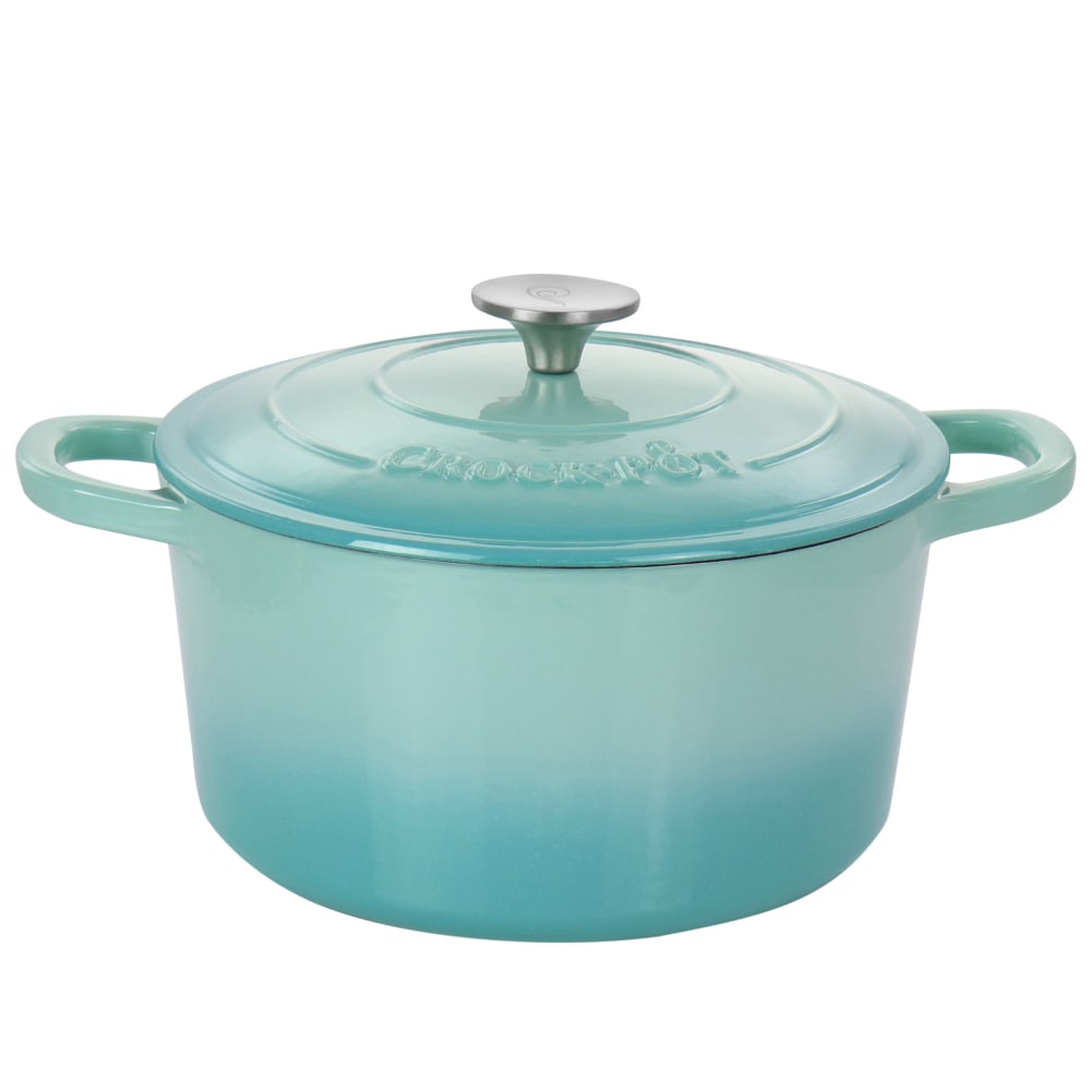 Crock-Pot Artisan 2-Piece 5-Quart Cast Iron Dutch Oven, Aqua Blue