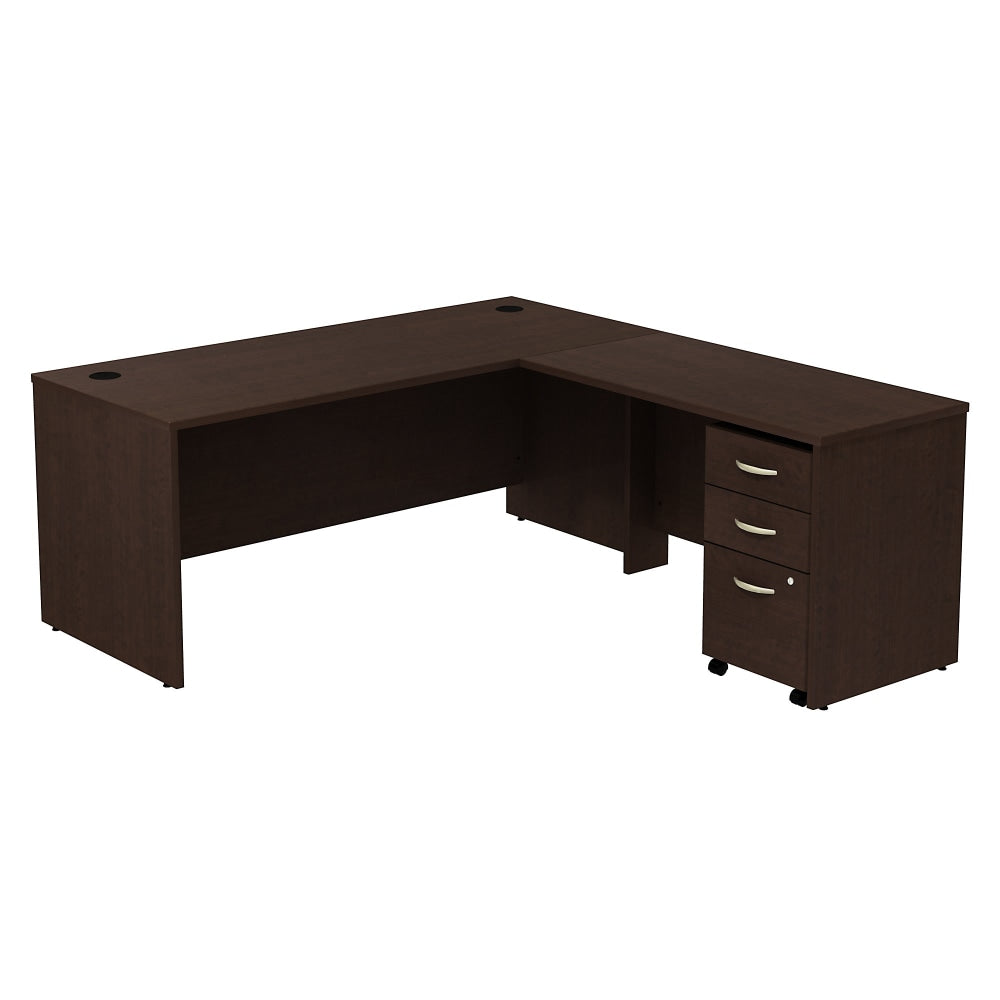 Bush Business Furniture Components 72inW L Shaped Desk with 3 Drawer Mobile File Cabinet, Mocha Cherry, Standard Delivery