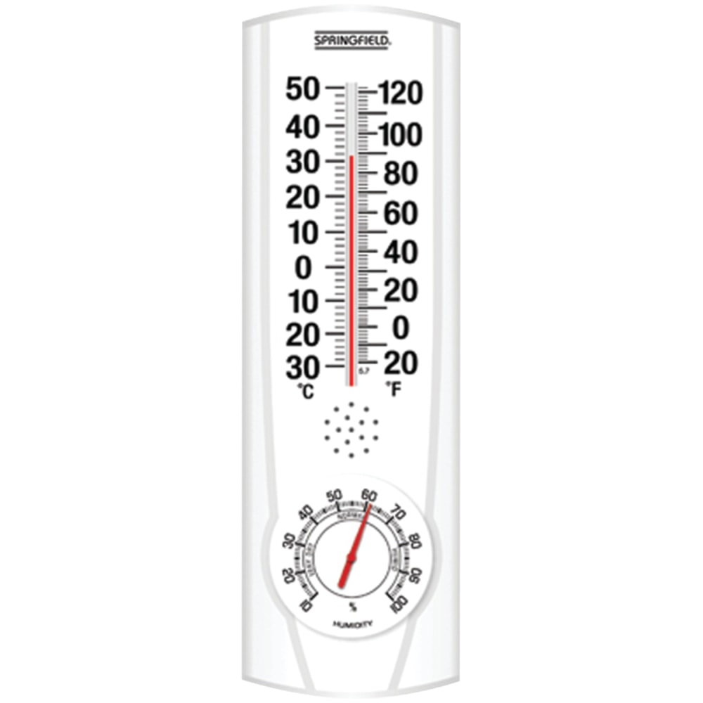 Springfield 9.125in Plainview Indoor and Outdoor Thermometer with Hygrometer - Hygrometer/Thermometer - Temperature, Humidity - White