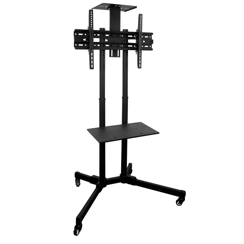 Mount-It! Mobile TV Stand With Rolling Casters And Shelf For 37in - 70in Displays, 70inH x 35inW x 25inD, Black