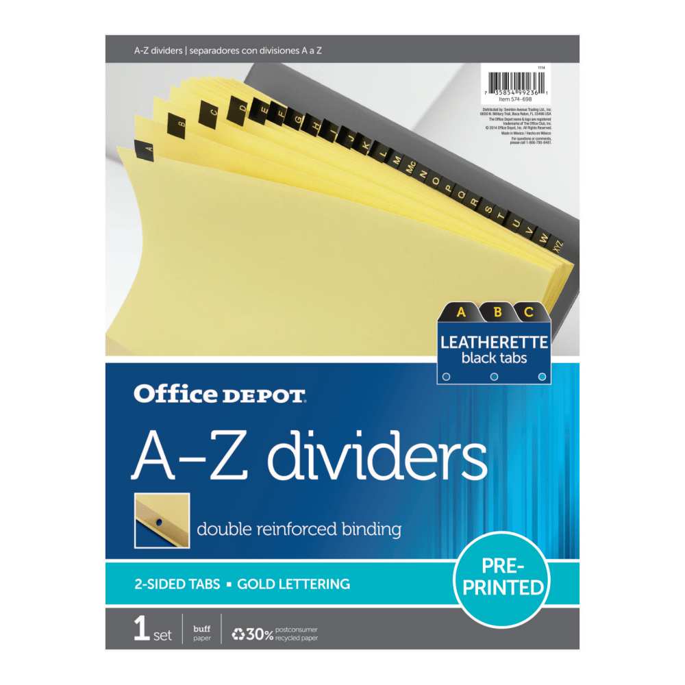 Office Depot Brand Preprinted Tab Dividers, A-Z Tab