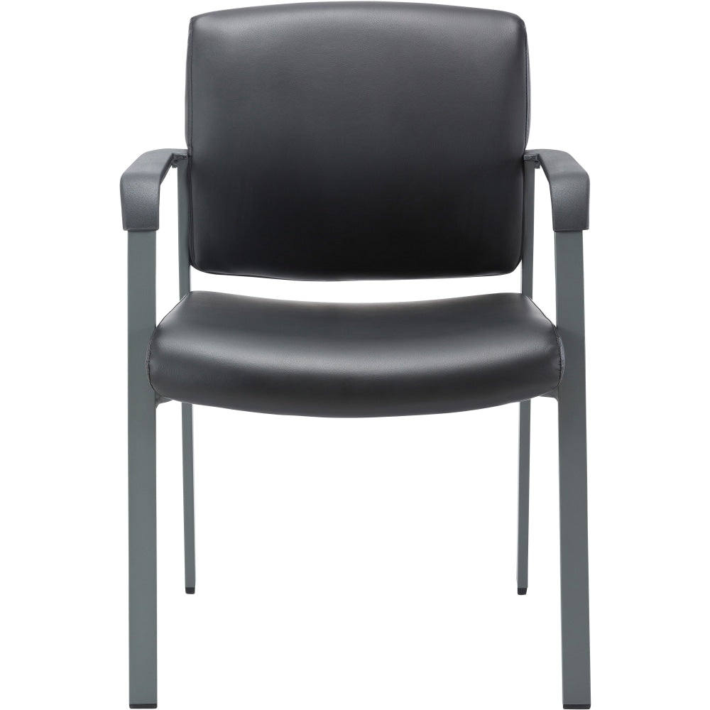 Lorell Healthcare Upholstery Guest Chair - Steel Frame - Square Base - Black - Vinyl - Armrest - 1 Each