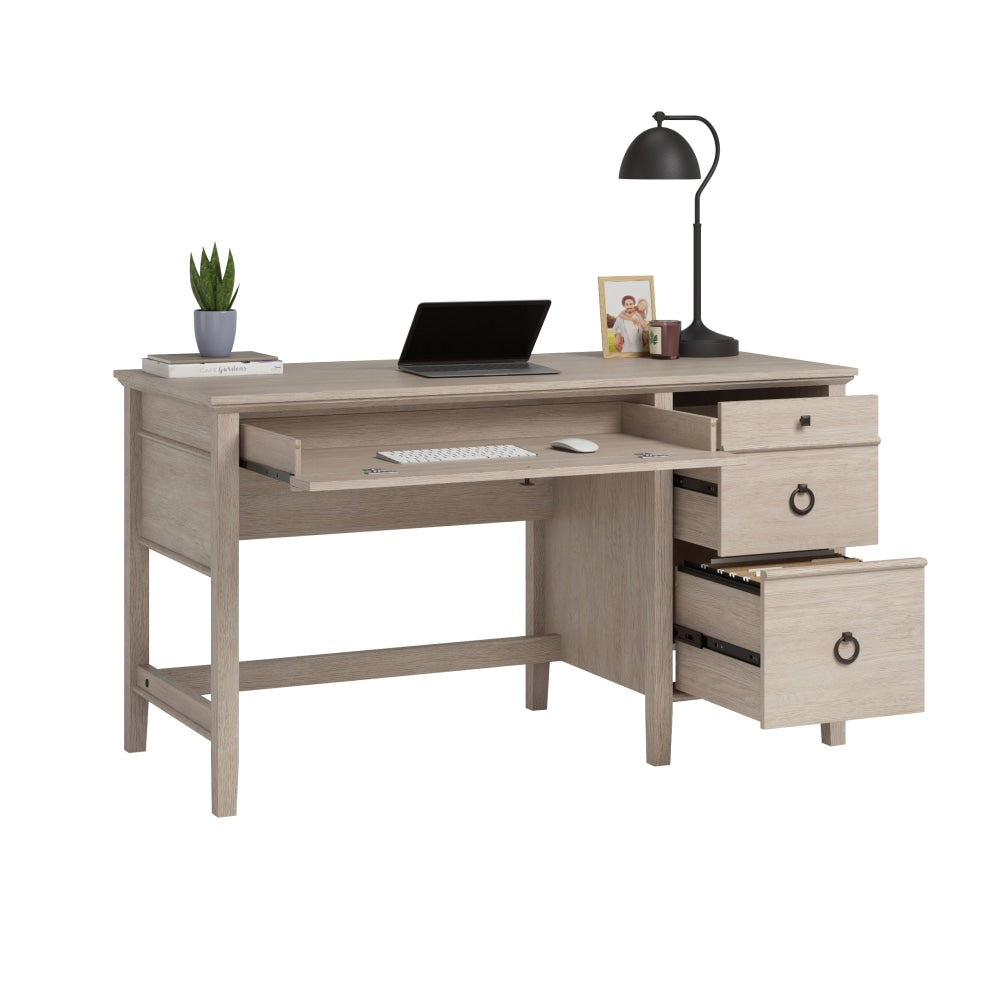 Sauder East Adara 54inW Single-Pedestal Computer Desk With File Drawer, Cascade Oak