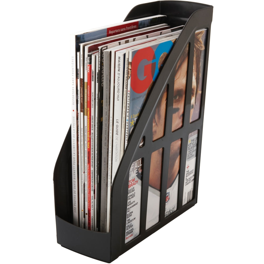 Storex Value Line Recycled Magazine File - Black - Plastic - 1 Each