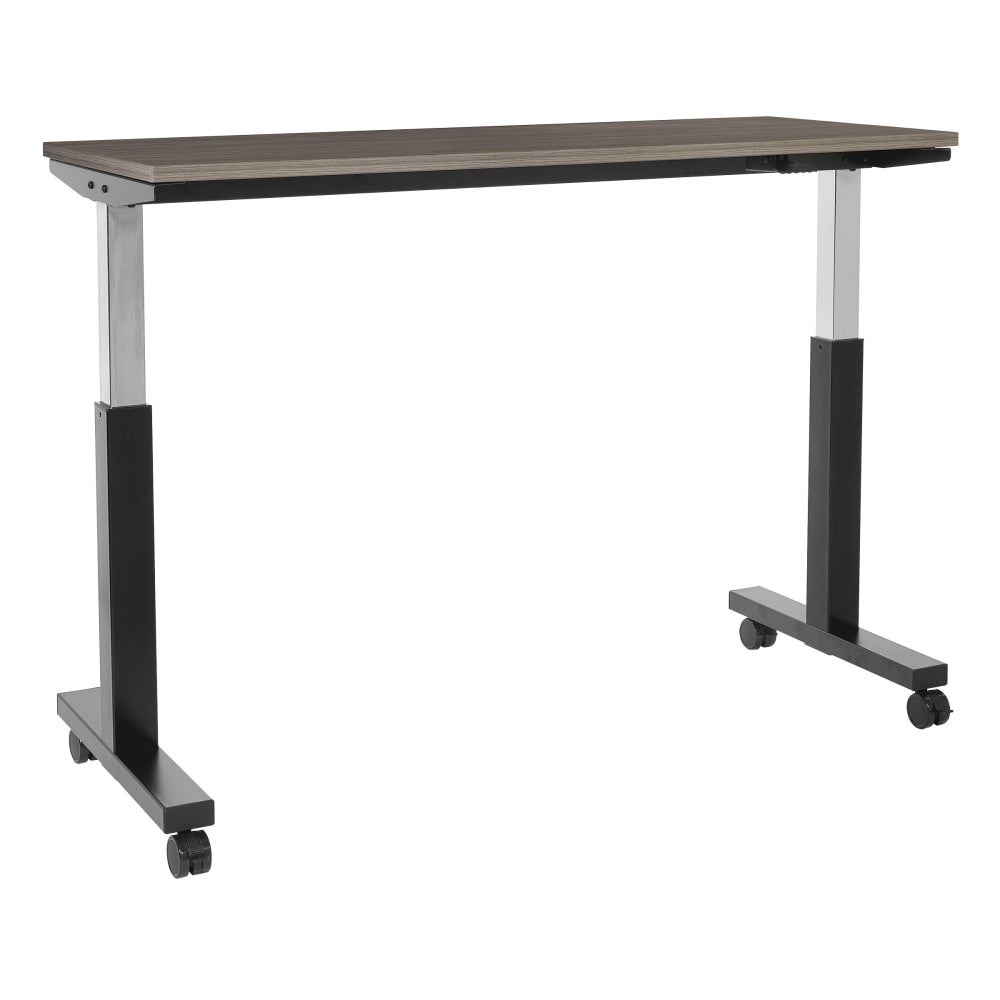 Office Star Pro Line II Pneumatic Height-Adjustable Table With Locking Casters, 43-1/2in x 59in, Black/Urban Walnut