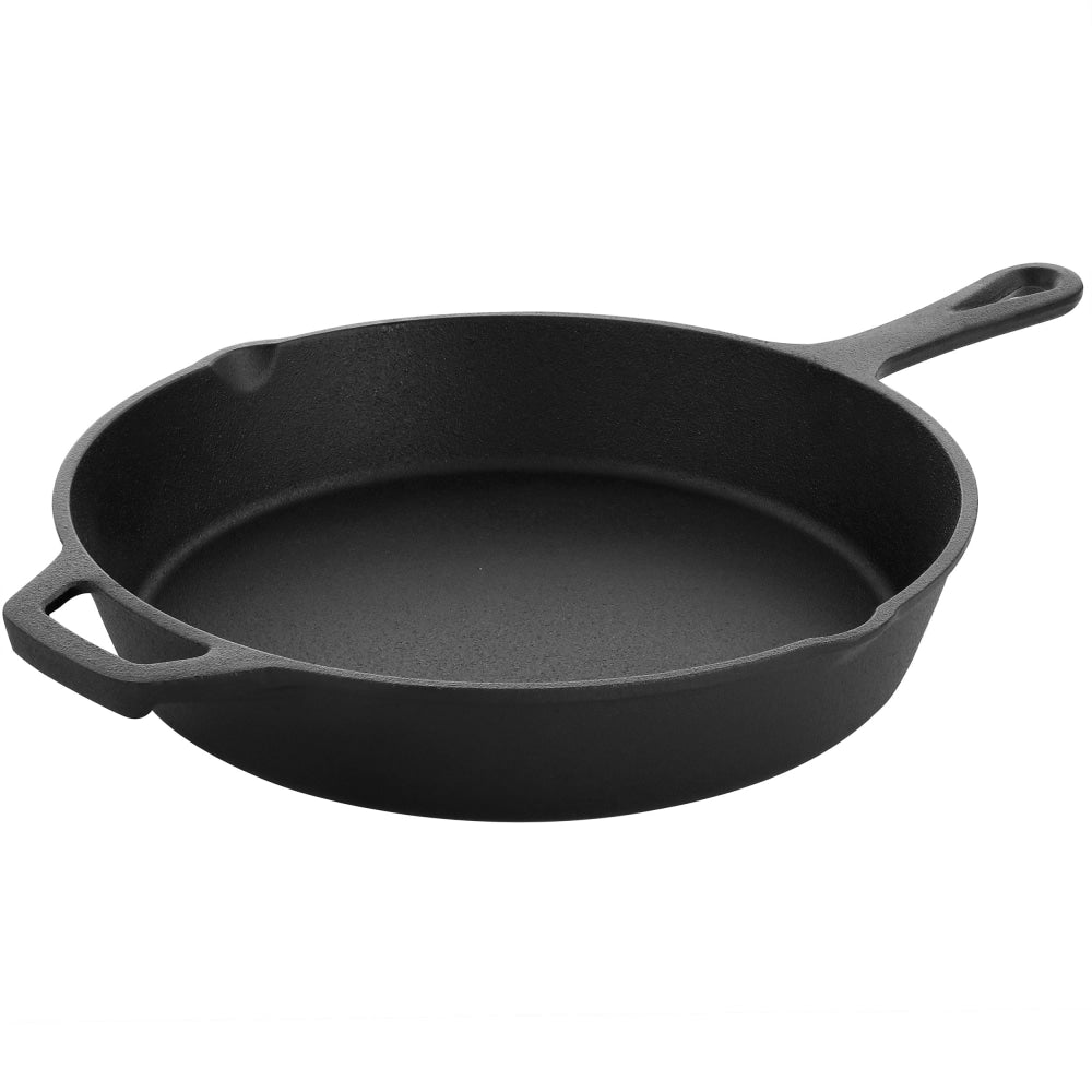 MegaChef 10in Round Pre-Seasoned Cast Iron Frying Pan, Black