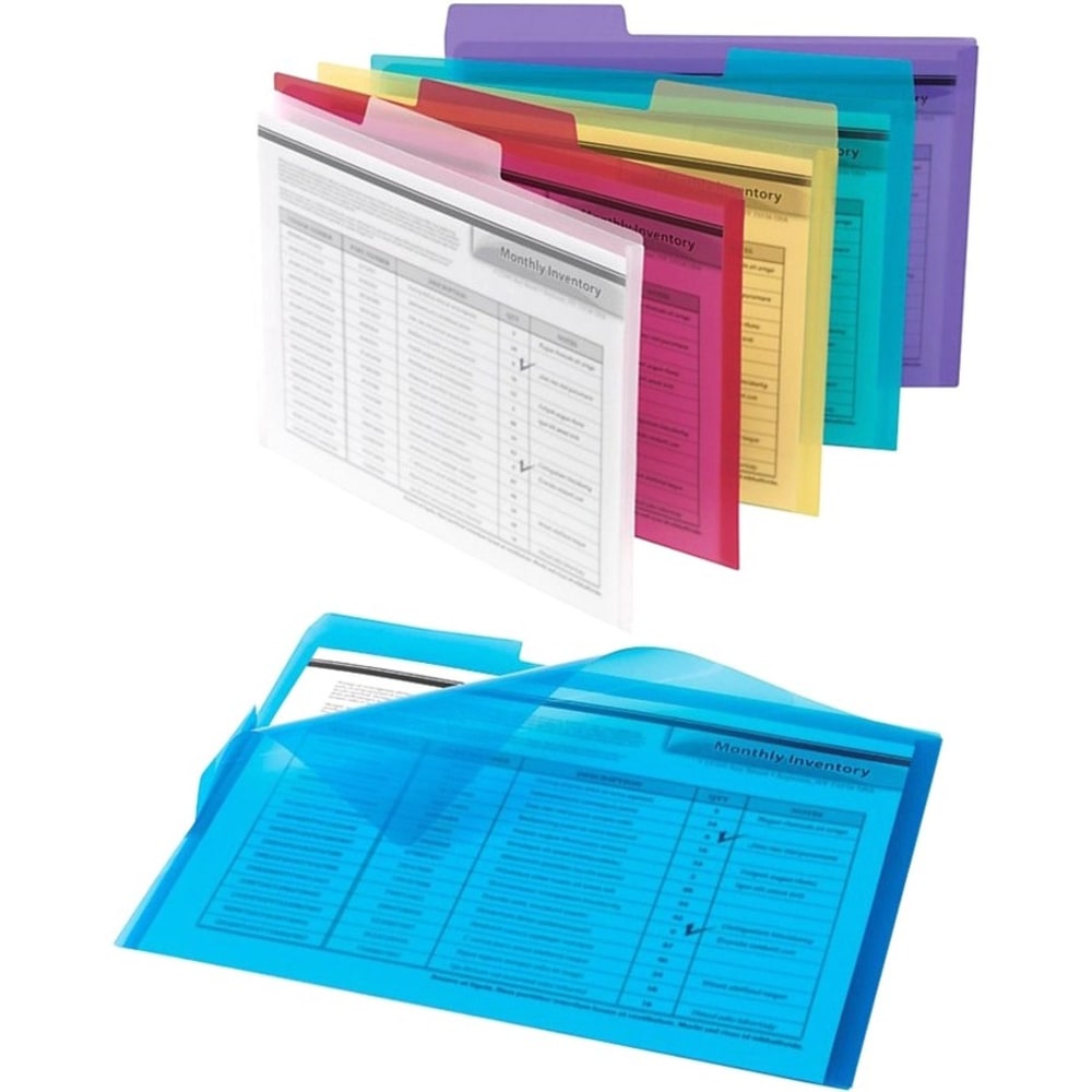 Office Depot Brand Poly Project Tab Folders, Letter Size, Assorted Colors, Pack Of 6