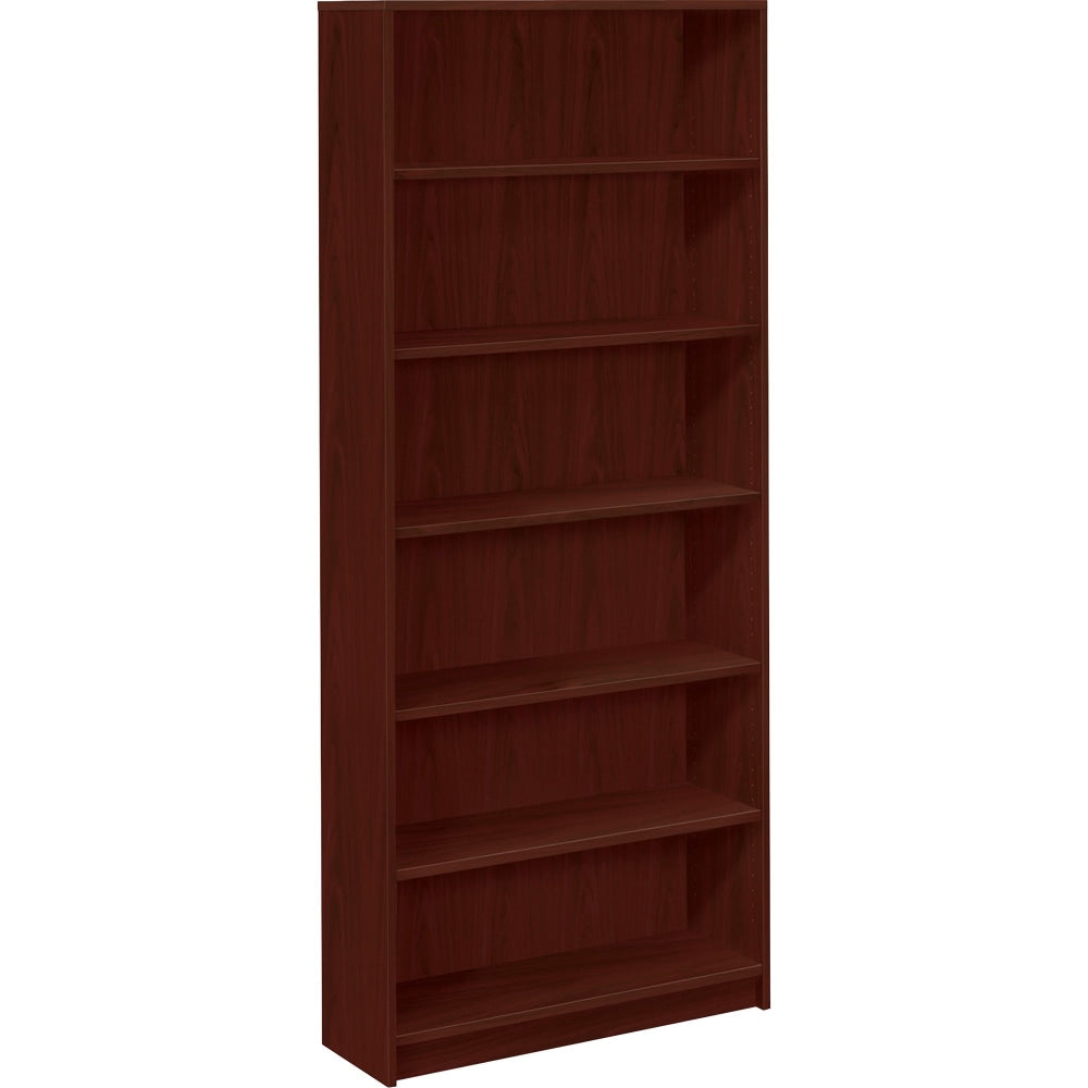 HON 1870-Series Laminate Modular Shelving Bookcase, 6 Shelves (4 Adjustable), 84inH x 36inW x 11-1/2inD, Mahogany