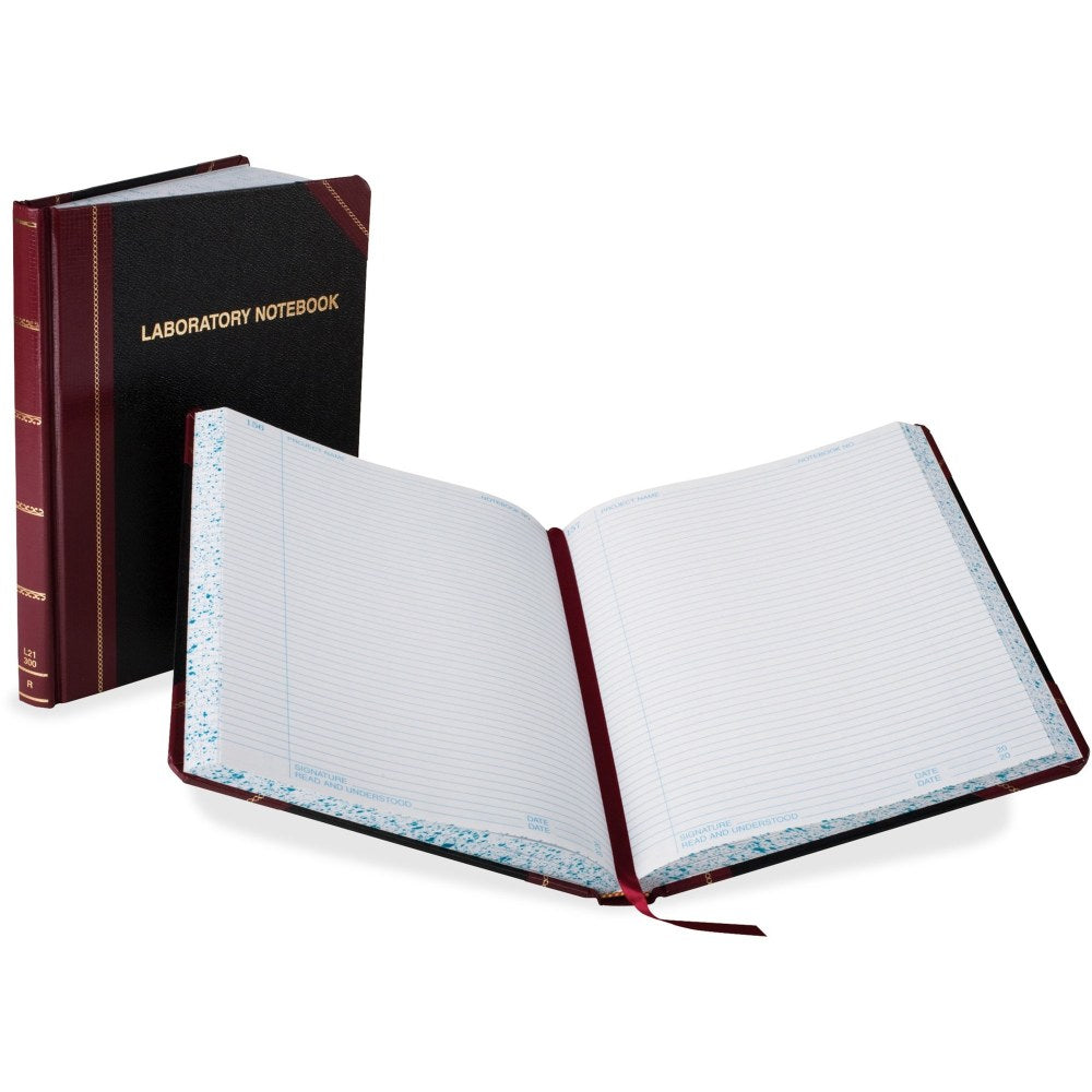 Boorum & Pease Laboratory Notebook, 10 3/8in x 8 1/8in, Record Ruled, 300 Sheets, Black/Burgundy