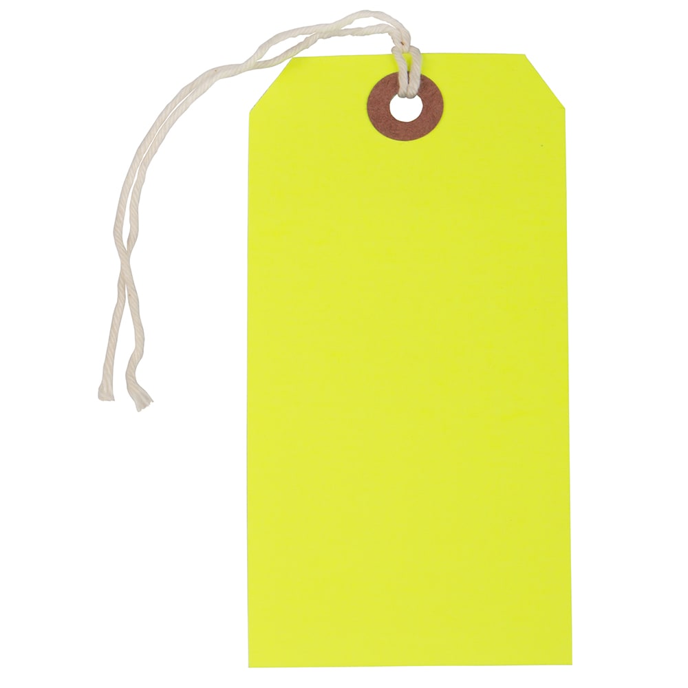 JAM Paper Medium Gift Tags, 4-3/4in x 2-3/8in, Neon Yellow, Pack Of 10 Tags