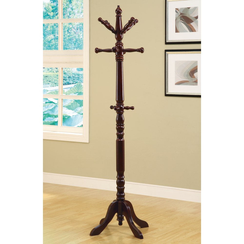 Monarch Specialties 11-Hook Wood Coat Rack, Dark Cherry