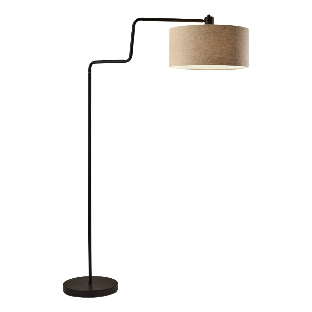 Adesso Jacob Floor Lamp, 57inH, Natural Shade/Antique Bronze Base