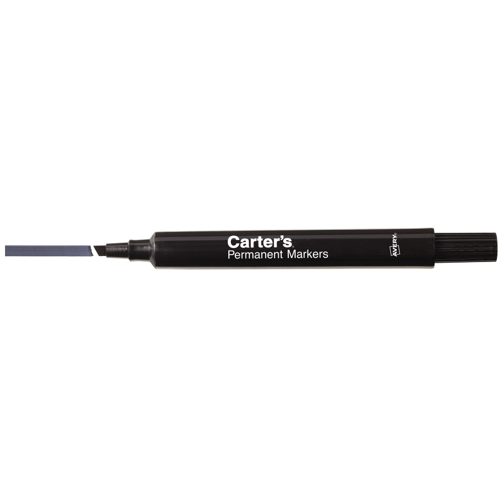 Avery Carters Permanent Markers, Chisel Tip, Large Desk-Style Size, Black, Box Of 12