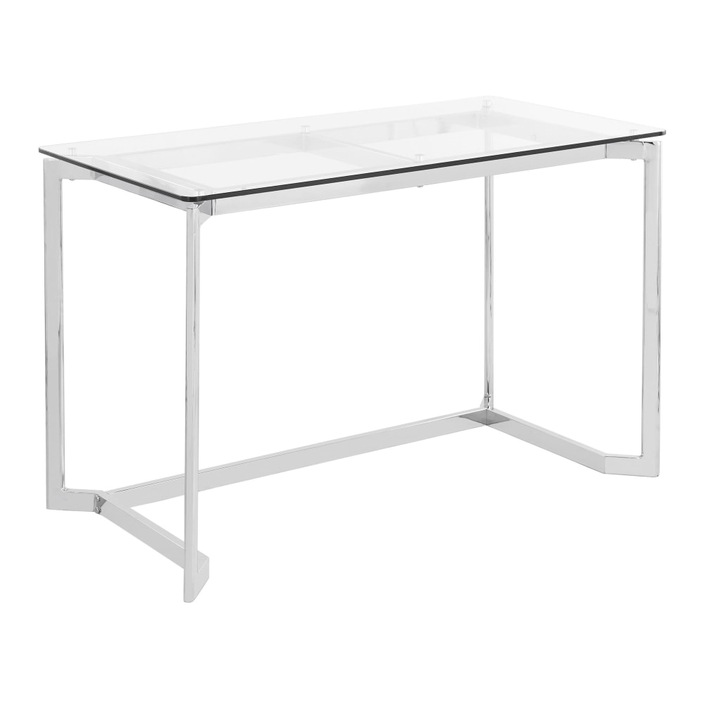 LumiSource Masters 48inW Office Computer Desk, Mirrored Chrome/Clear