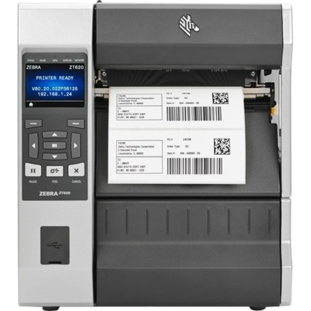 Zebra ZT620 Industrial Direct Thermal/Thermal Transfer Printer - Monochrome - Label Print - USB - Serial - Bluetooth - 100in Print Length - 6.61in Print Width - 12.01 in/s Mono - 300 dpi - 7.01in Label Width