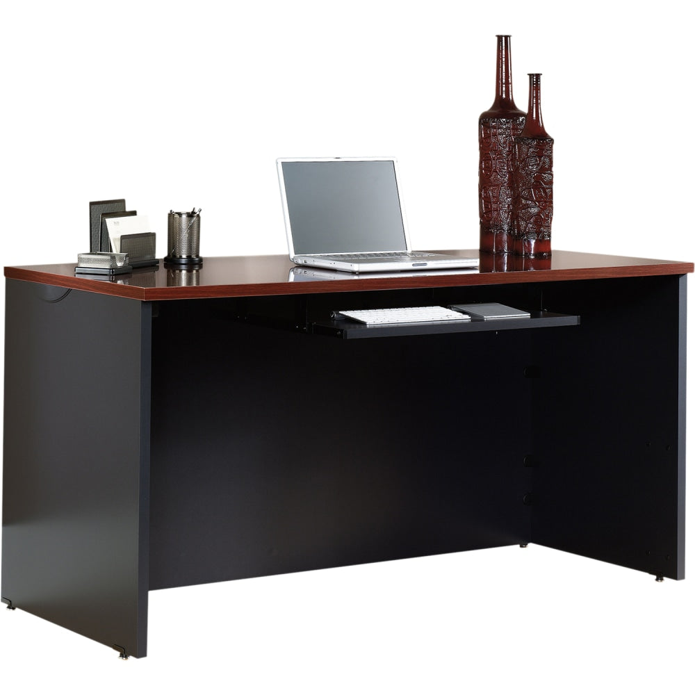 Sauder Via 60inW Computer Desk Credenza, Classic Cherry/Soft Black