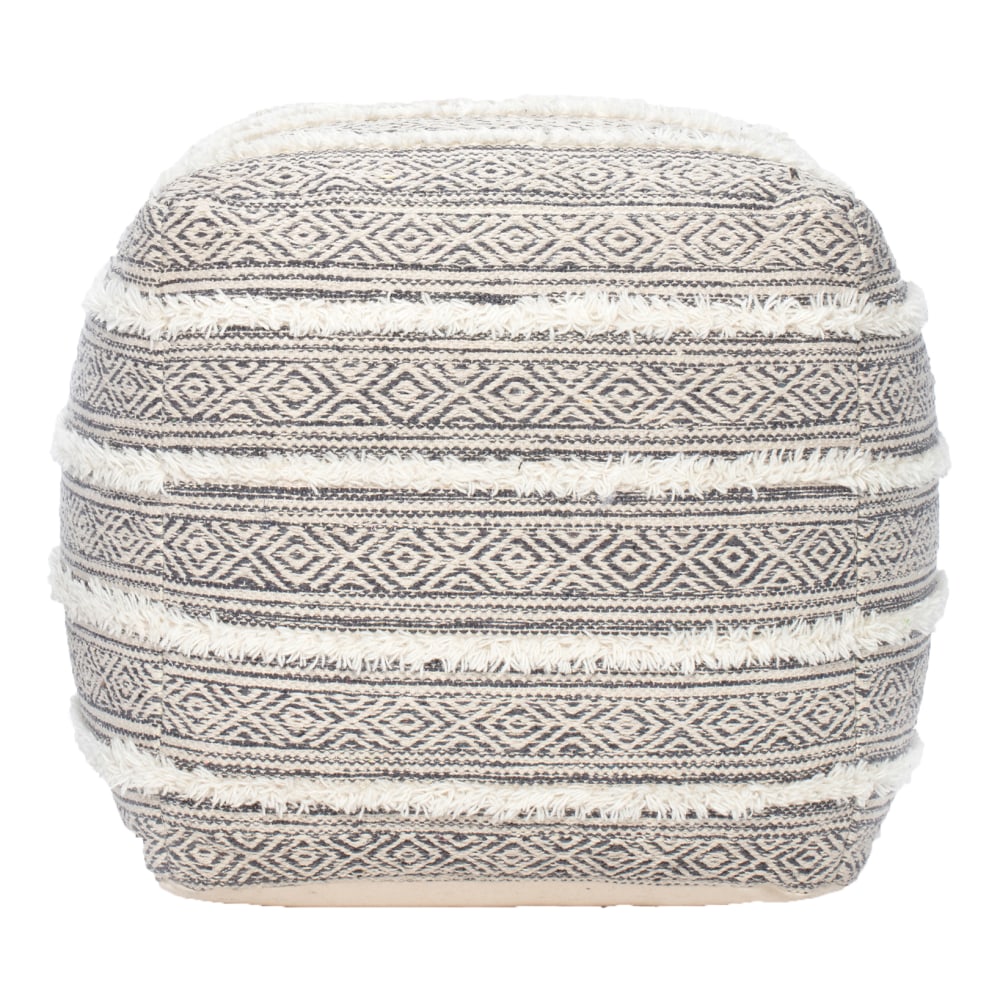 Anji Mountain Taos Pouf Ottoman, Gray/Ivory