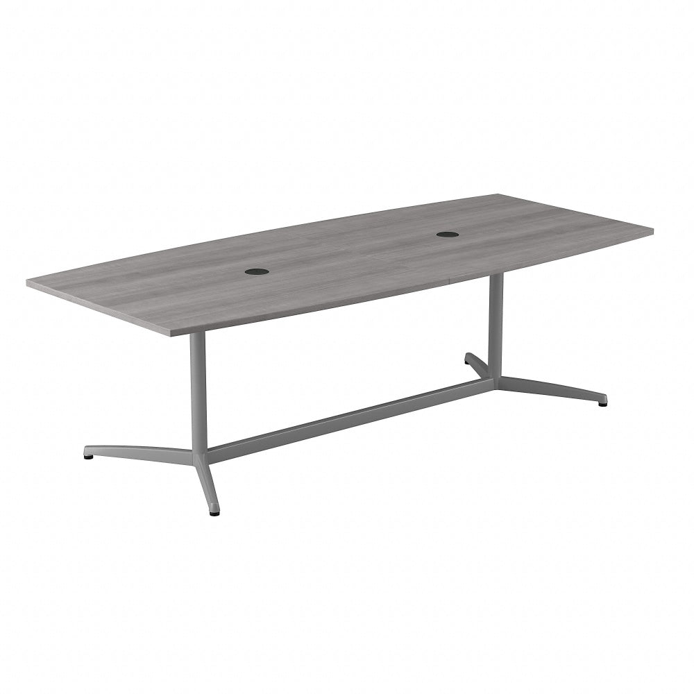 Bush Business Furniture 96inW x 42inD Boat-Shaped Conference Table With Metal Base, Platinum Gray, Standard Delivery