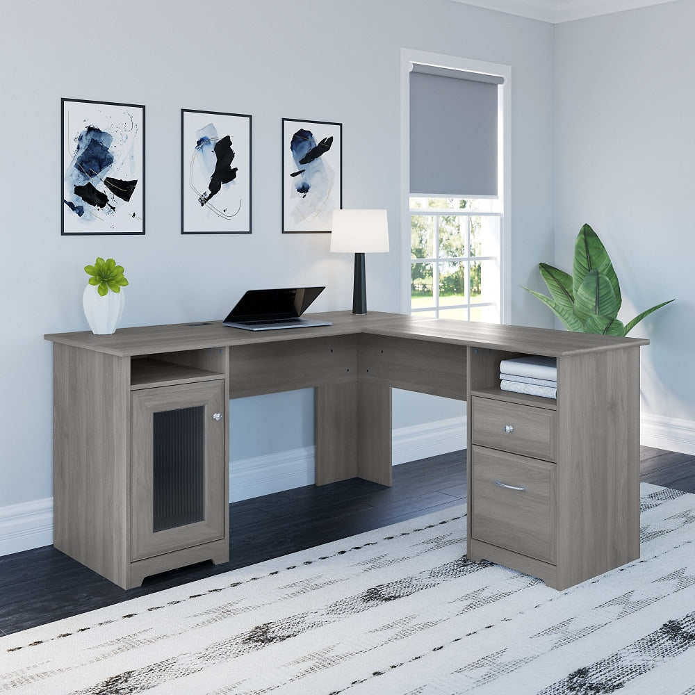 Bush Business Furniture Cabot 60inW L-Shaped Corner Desk, Modern Gray, Standard Delivery