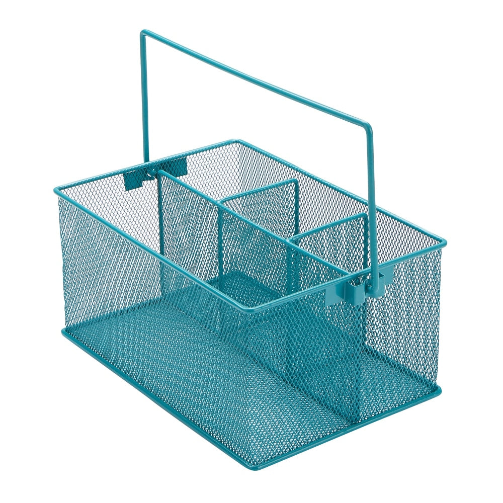 Mind Reader Metal Mesh Storage Basket Organizer, Small Size, Turquoise