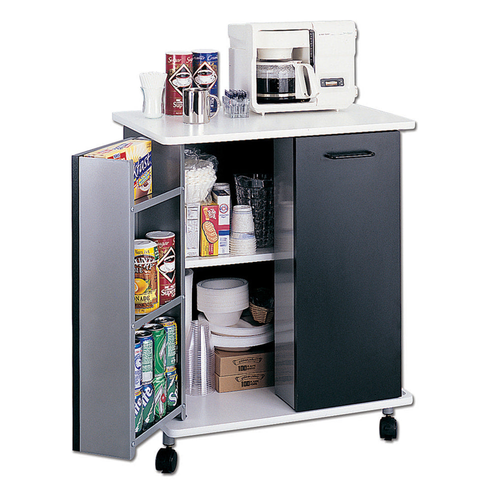 Safco Mobile Refreshment Stand, 33 1/4inH x 29 1/2inW x 22 3/4inD, Black/White