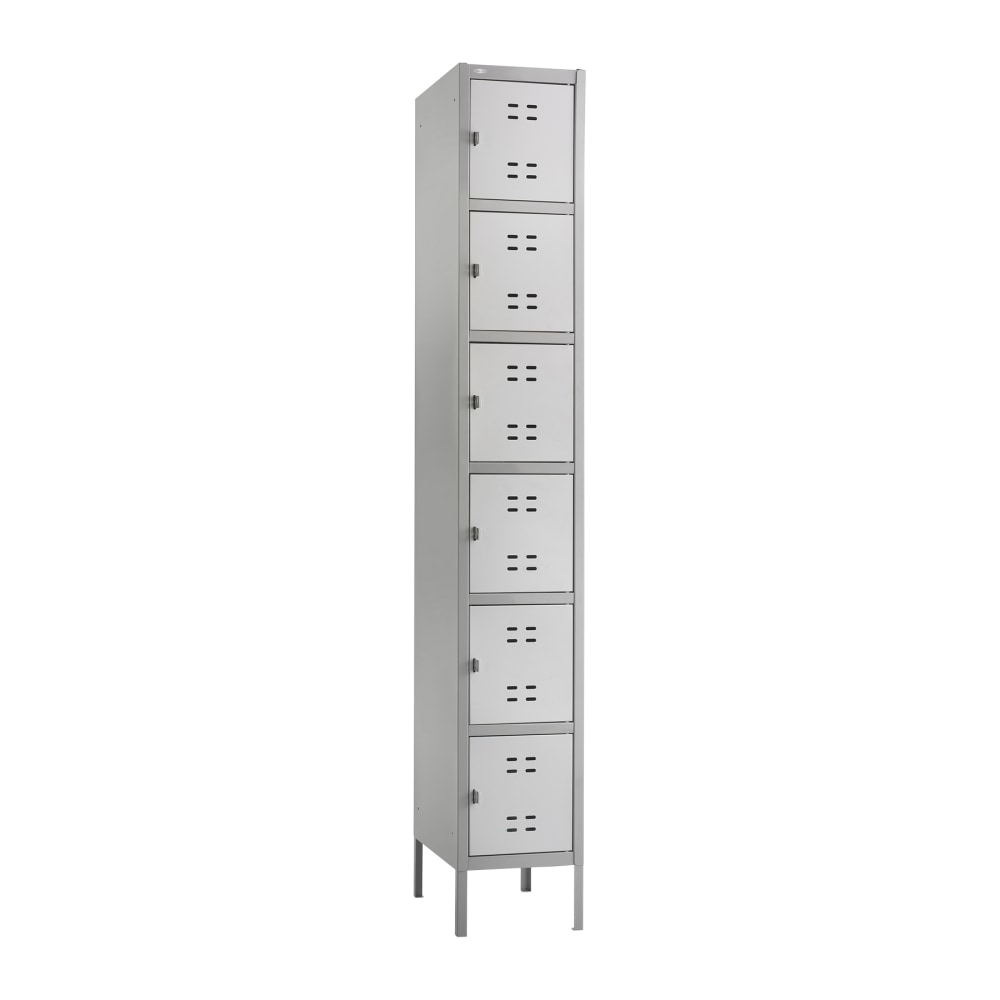 Safco 6-Box Single-Column 2-Tone Locker With Legs, 78inH x 18inW x 12inD, Gray