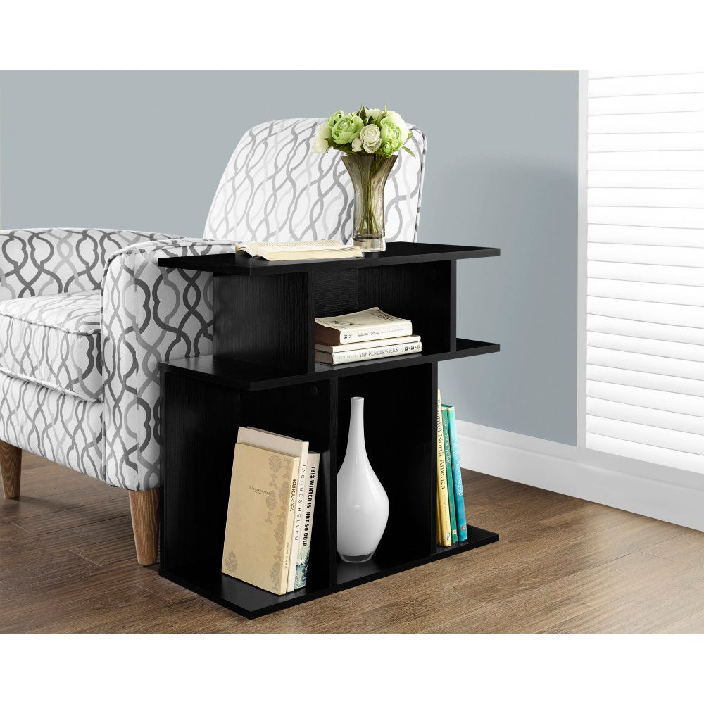 Monarch Specialties Accent Table With Open Shelves, Rectangular, Black