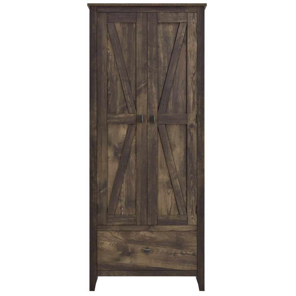 Ameriwood Home Farmington 30in Wide Storage Cabinet, 4 Shelves/1 Drawer, Rustic Woodgrain