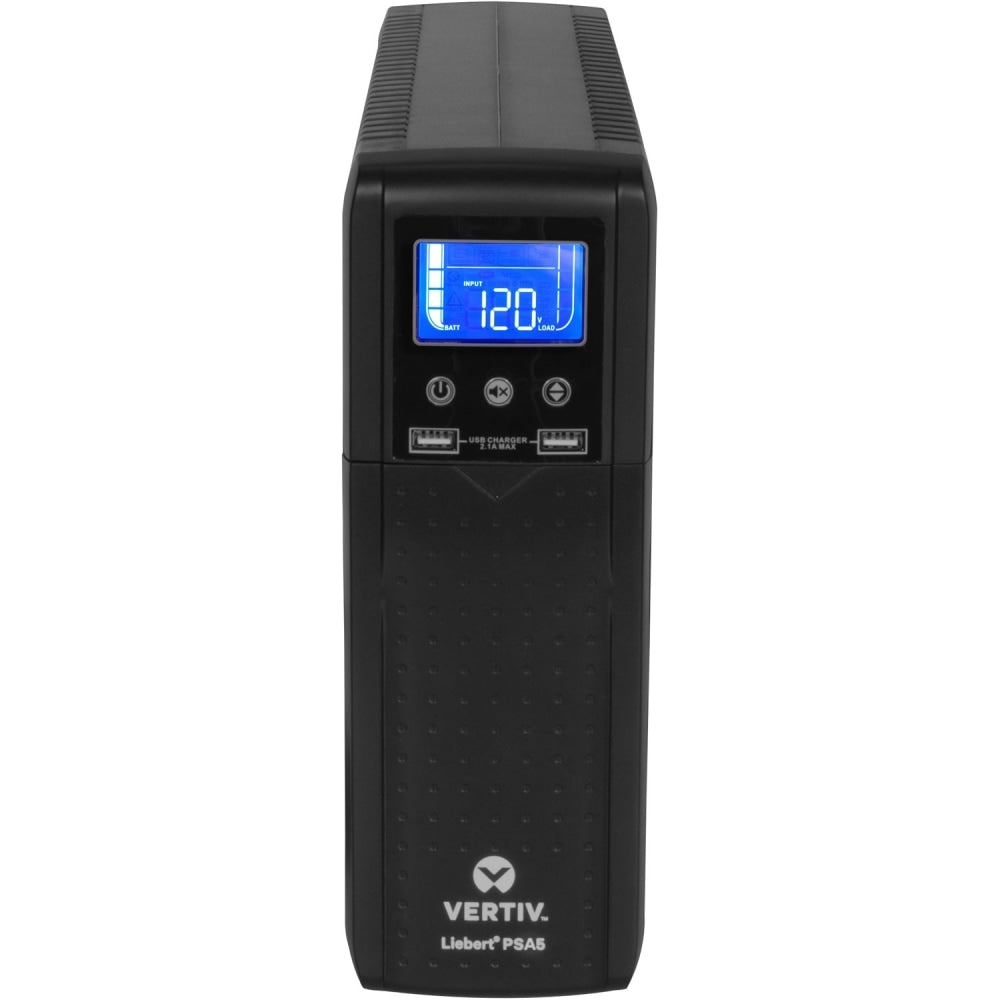 Vertiv Liebert PSA5 UPS - 700VA/420W 120V | Line Interactive AVR Tower UPS - Battery Backup and Surge Protection | 10 Total Outlets | 2 USB Charging Port | LCD Panel | 3-Year Warranty | Energy Star Certified