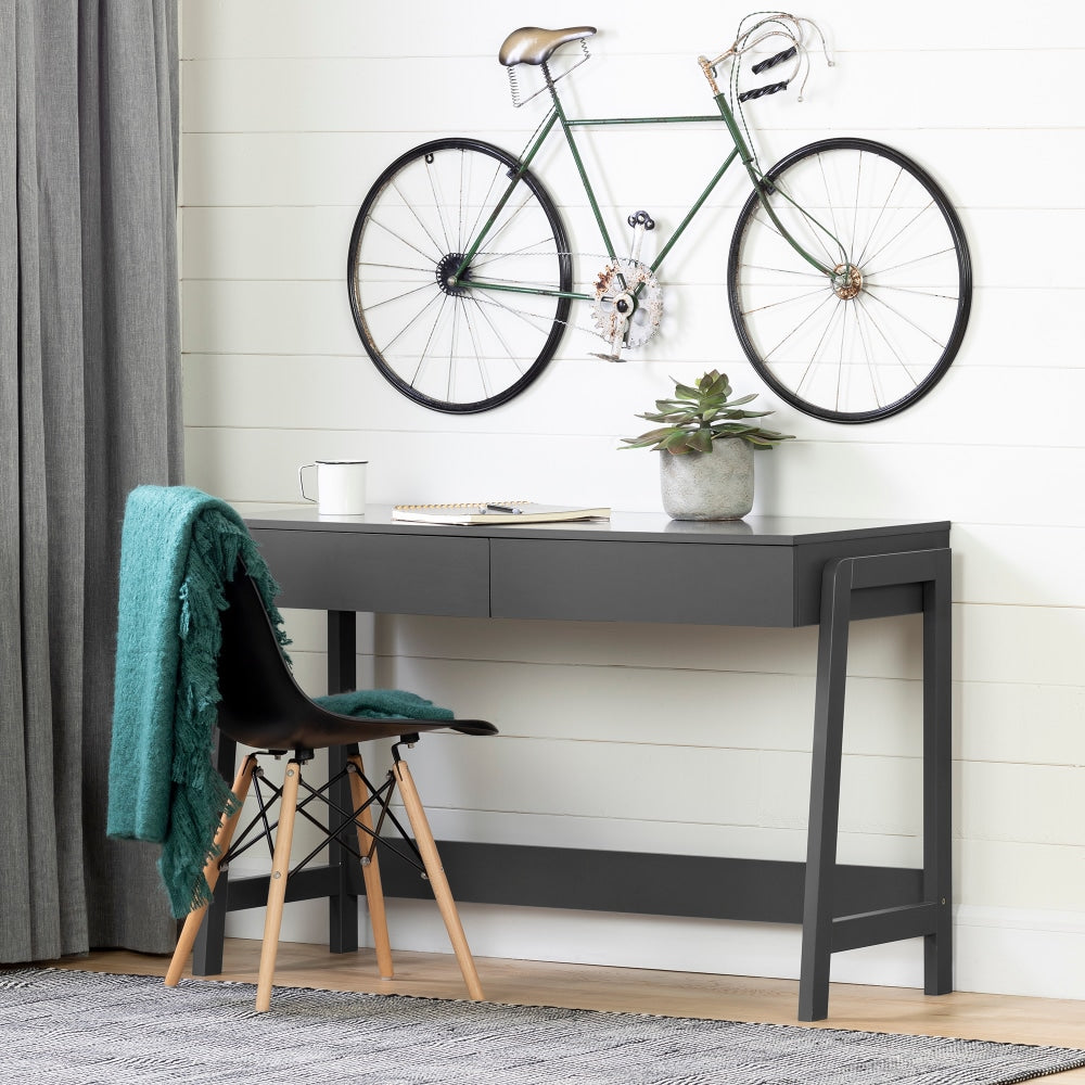 South Shore Liney 48inW Secretary Desk, Charcoal Gray