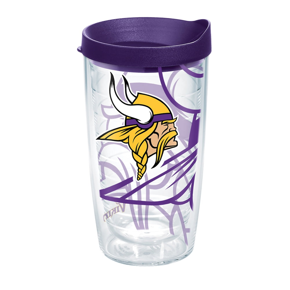 Tervis NFL Tumbler With Lid, 16 Oz, Minnesota Vikings, Clear