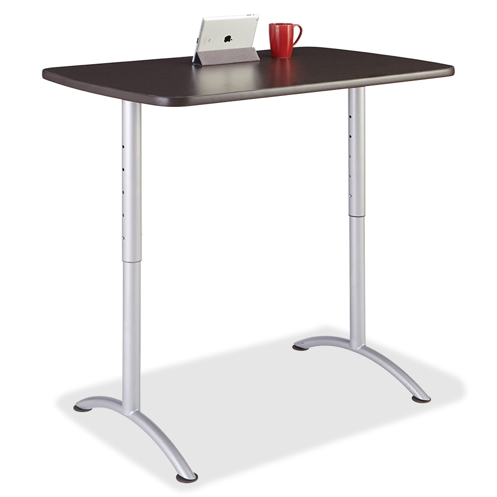 Iceberg Walnut Top Sit-to-Stand Table, Gray Walnut/Silver Gray