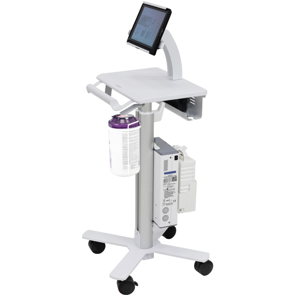 Ergotron StyleView Tablet Cart, SV10 - 24.50 lb Capacity - 4 Casters - 3in Caster Size - Metal, Steel - White, Aluminum